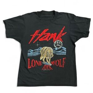 Vintage 1990 Hank Williams Jr.
"The Lone Wolf" Tour Black T-Shirt